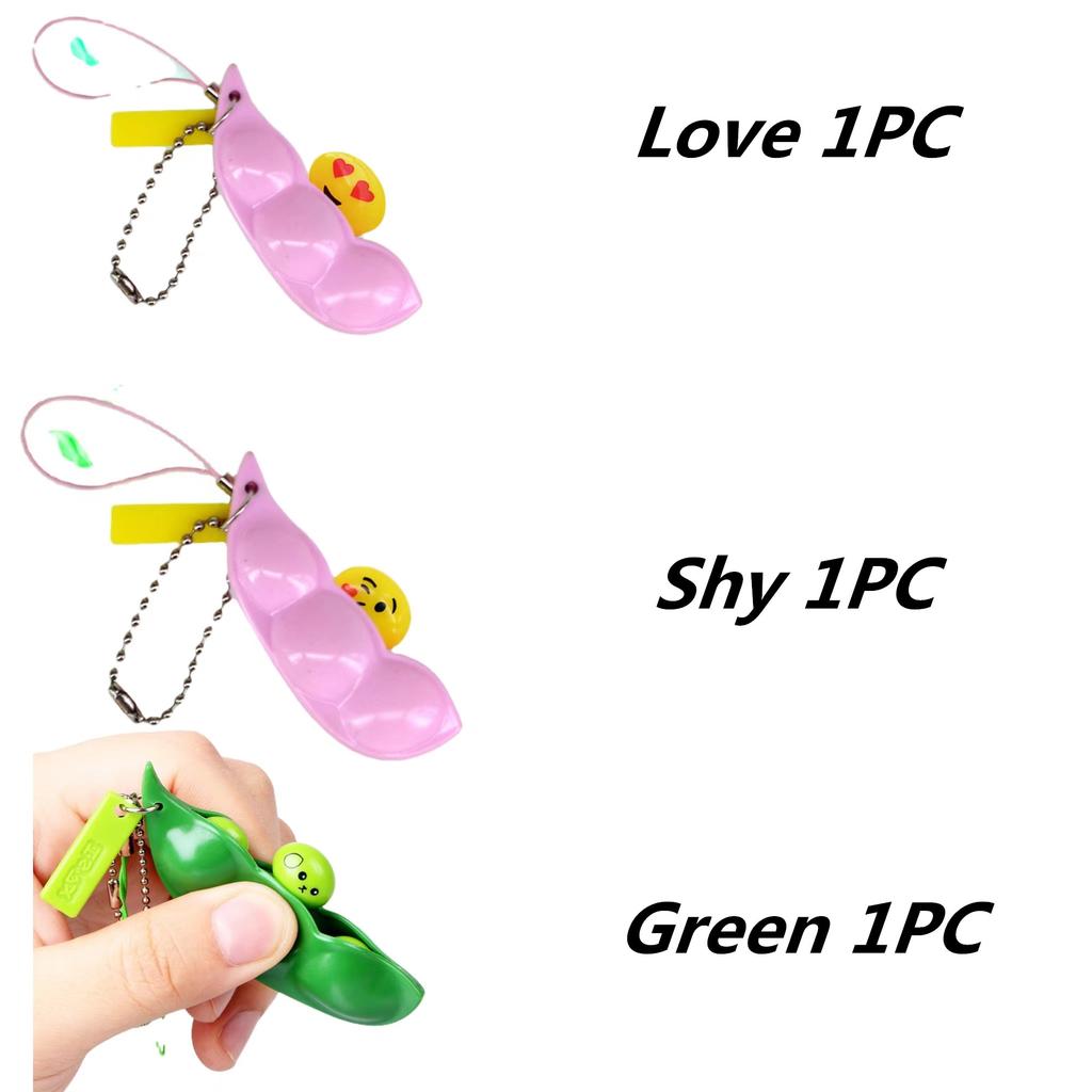 Fidget Toys Decompression Edamame Toys Squishy Squeeze Beans Keychain Cute Stress Adult Toy Rubber Girls Boys Xmas Gift