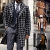 Men's British Style Solid Color Long Coat Fashionable Warm Woolen Overcoat