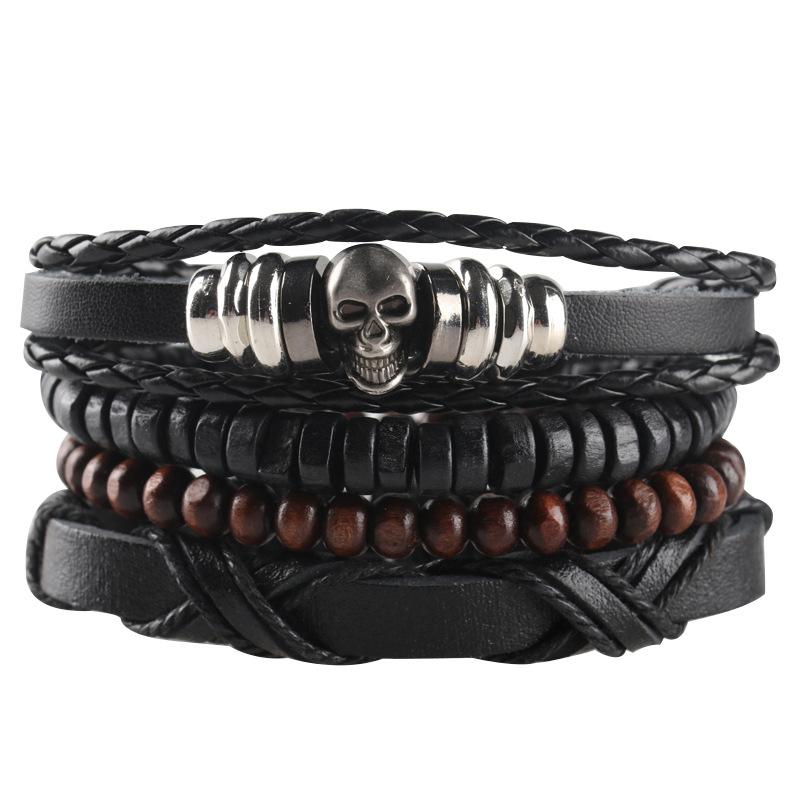 DIY Braiding Kit Men Iron Punk Skeleton Beaded Bracelet Model RH077 Hot-selling European-American Style Gift