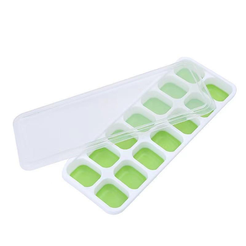 14 Cell Soft Plastic Ice Cube Mold with Lid for Freezing and Storage