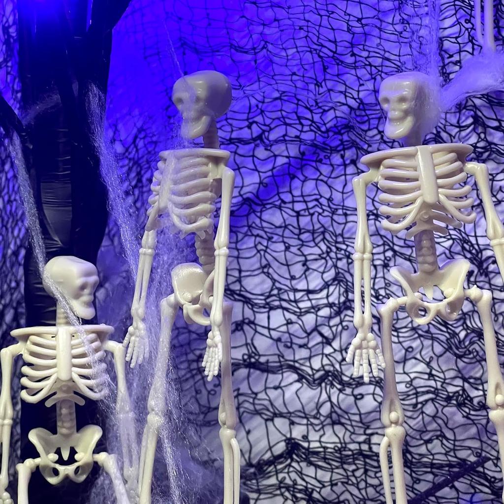 16 pieces of 6-inch Halloween mini skeleton joint ornaments plastic small skeletons for home decoration