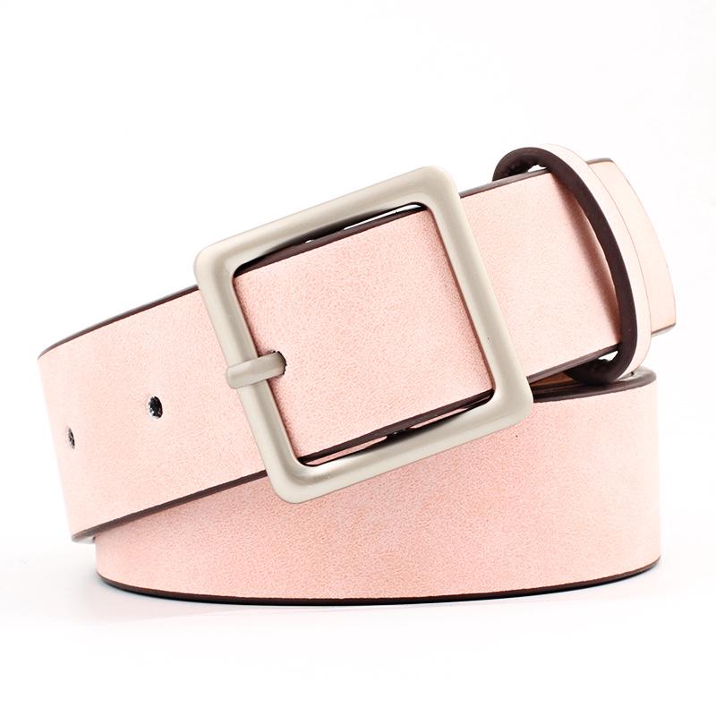 Women Thin Nubuck Leather Belt Alloy Buckle Vintage Waistband Strap