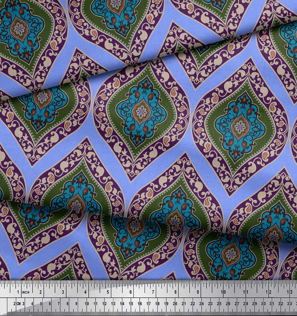 Soimoi Черная полиэфирная креповая ткань Бесшовная ткань с дамасским принтом по метрам 42 дюйма