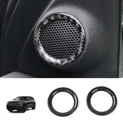 2x Накладка-кольцо на динамик передней двери для Jeep Grand Cherokee 2011+ из углеволокна