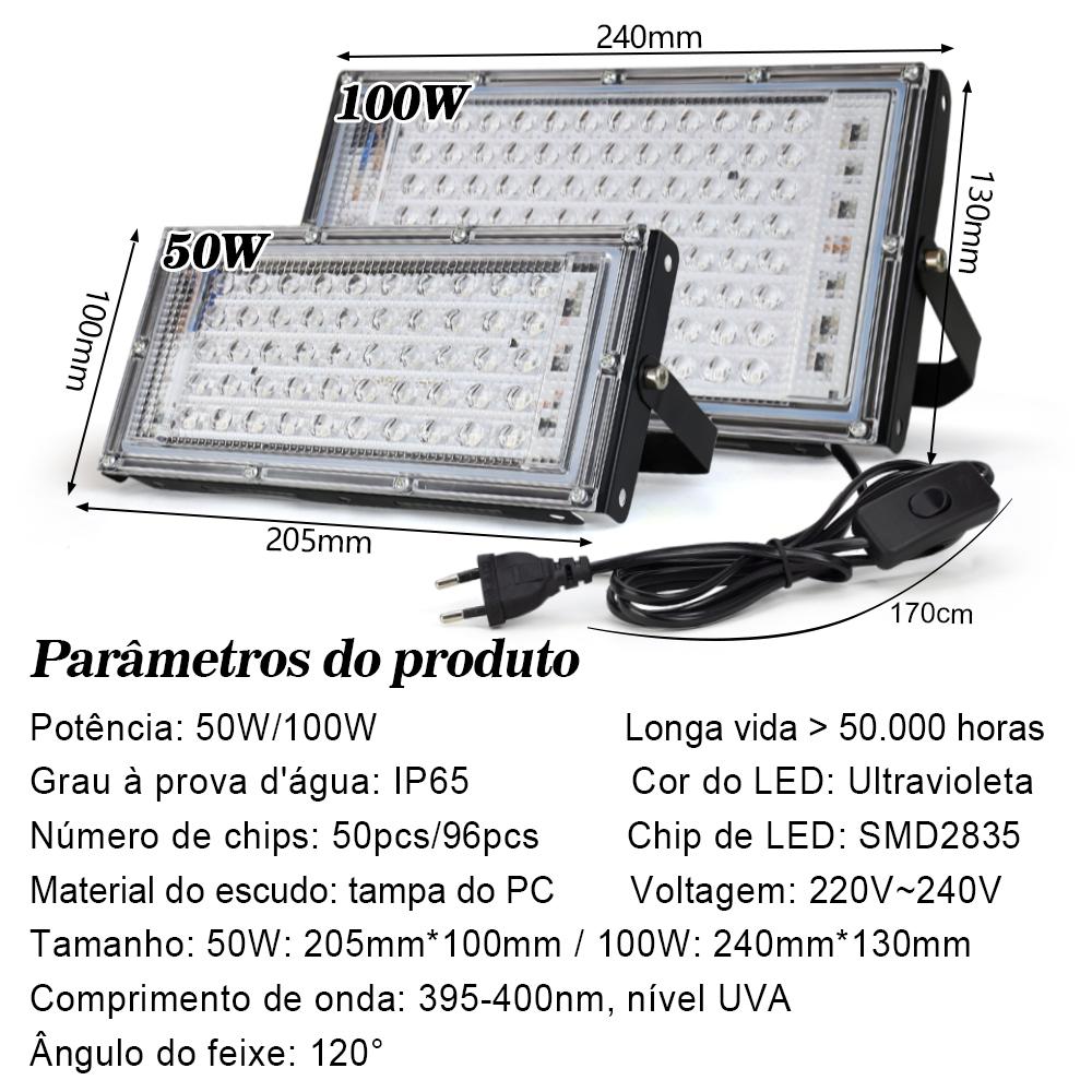 LED UV Floodlight 395nm 400nm 50W 100W 150W LED Stage Blacklight 220V Waterproof Ultraviolet Fluoresnt Party Stage Backlight