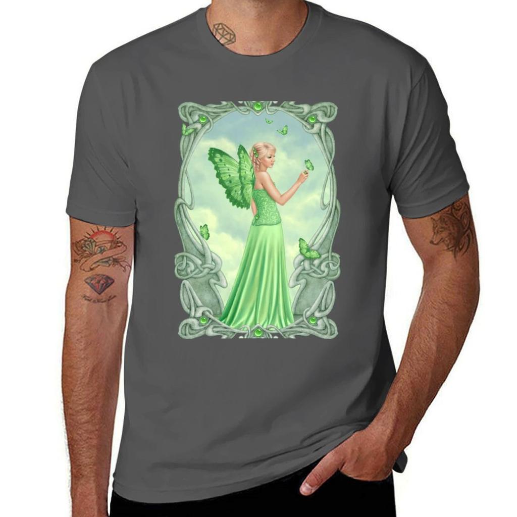Peridot Birthstone Fairy Tshirt Regular Fit Plain Tee Shirt