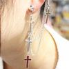 Gothic Punk Cross Long Tassel Chain Ear Cuff Stud Clip Earrings Fashion Jewelry ARI