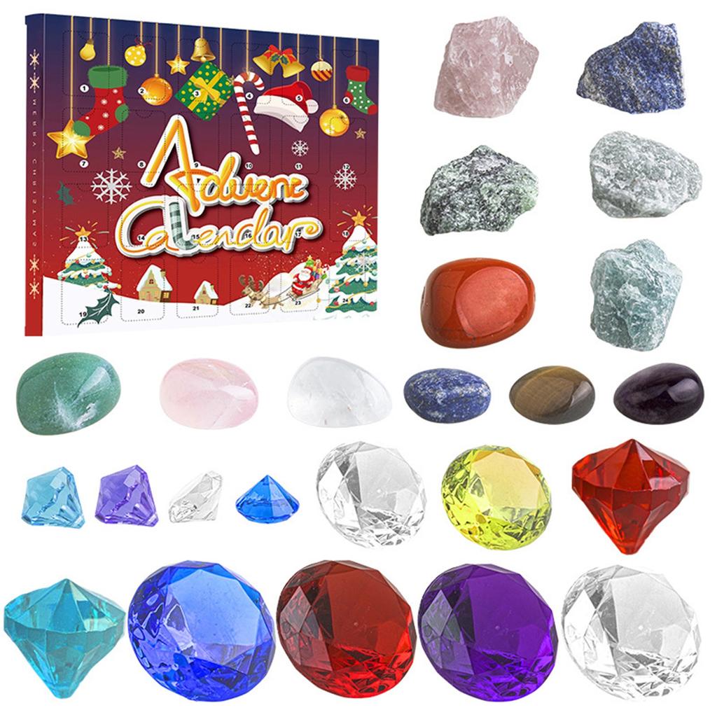 Advent Calendar - Crystals Stones - Countdown With 24 Chakra Stones Crystals, Gifts For Women, Crystal Decor
