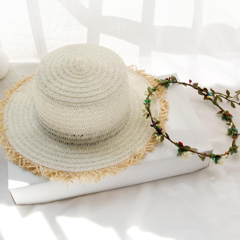Соломенная шляпа от солнца для девочек, женская, женская, летняя, складная, сминаемая, пляжная, детская, с плоским верхом