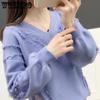 V-neck Sweater Women's Spring Autumn Women's Pullover Jumper Women's Loose Knit Top Casual Knitwear