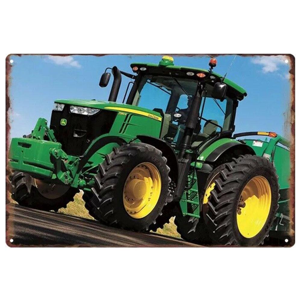 Винтажная машина, трактор, ферма, металлическая жестяная вывеска, табличка, декор для паба, бара, потертый шик, ретро, ​​зеленый трактор, Настенный декор, плакат 30x20 см