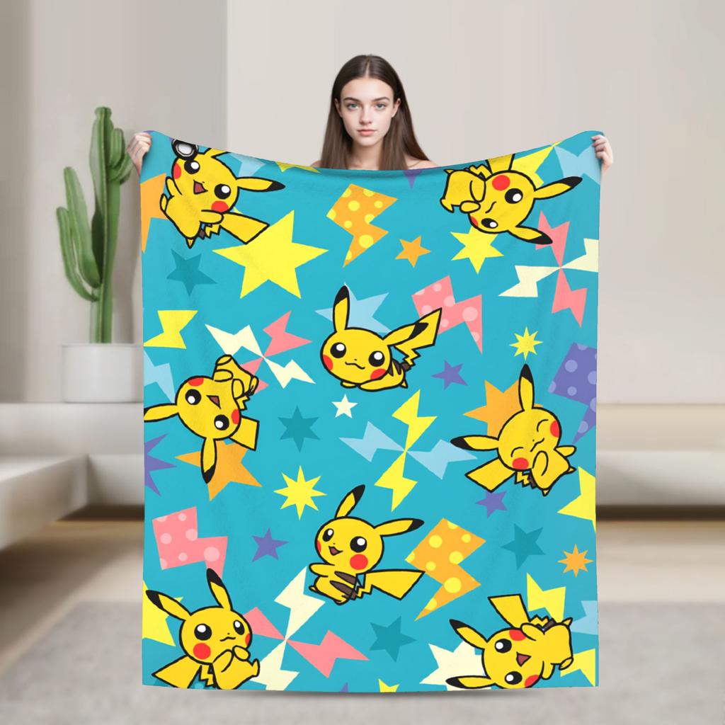 Pikachu Flannel Blanket Winter Soft Durable Throw Blanket for Students Couch Chair Fashion Bedspread Sofa Bed Cover