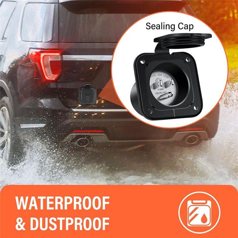 A60Z15 Amp Shore Power Inlet Flanged RV Power Plug 2 Pole 3-Wire Shore Power Plug For Boat For Trailer Boat Van Shed US Plugmay