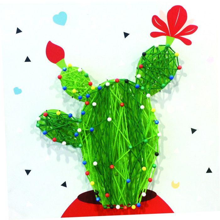 String Art Cactus Stretched Thread Picture 21 X 21 Cm