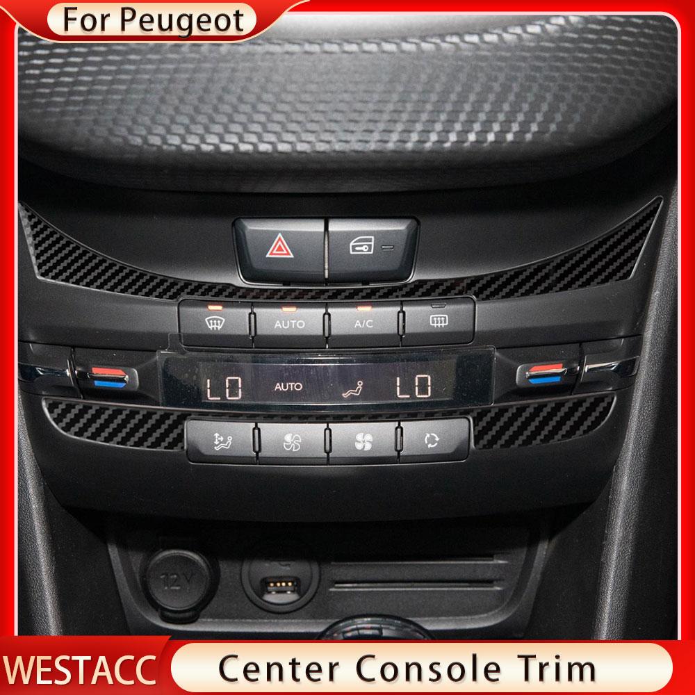 2 шт., наклейки на панель управления автомобиля из углеродного волокна, декоративная полоса для Peugeot 2008 208 2014-2018, интерьер