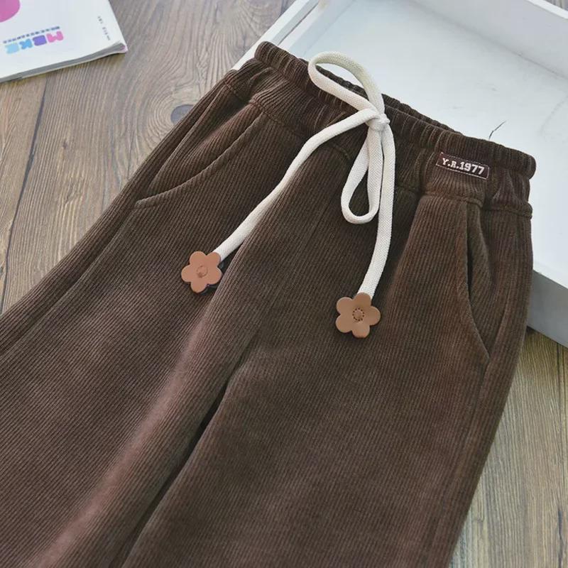 Широкие брюки из вельвета и вельвета для девочек — плотные, стильные и повседневные на осень/зиму