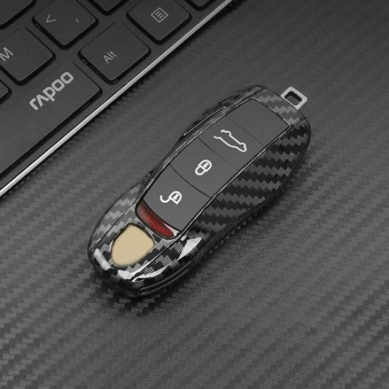 1x Carbon Fiber Remote Key ABS Cover Case Fob For Porsche Panamera Cayenne Macan