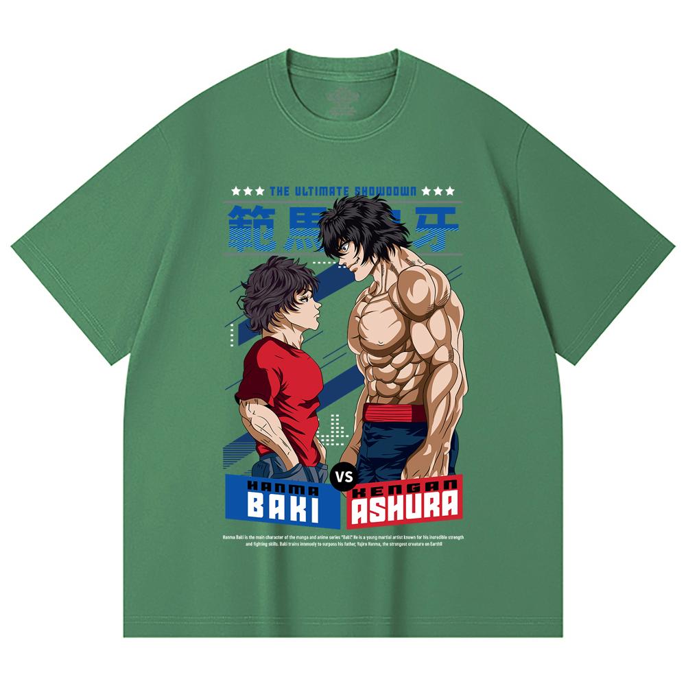 230 г/м² 100% хлопок Baki V2 Baki Ashura Принт Унисекс Тяжелая хлопковая футболка