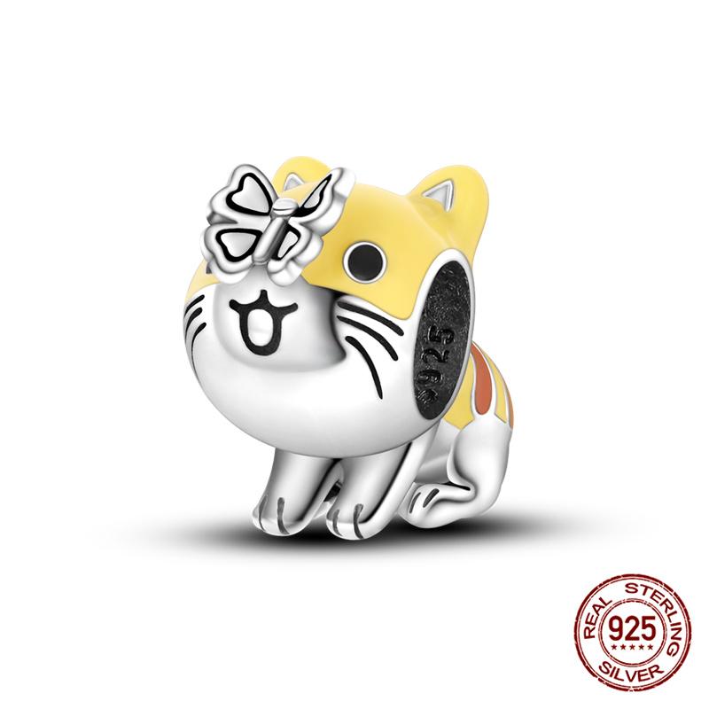 Original Owl Beads 100% 925 Silver Lucky Cat Elephant Charms Fit Original 925 Bracelet DIY Jewelry Making Women's Gift