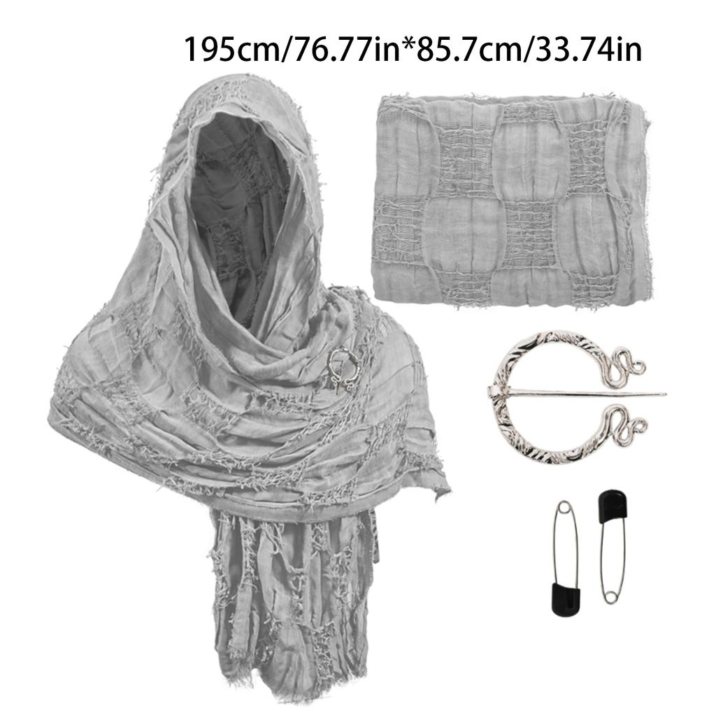 Medieval Wasteland Scarf Shawl Renaissant Costume Accessory With Shawl Brooch Unisex Cotton Blend Cloak for Halloween