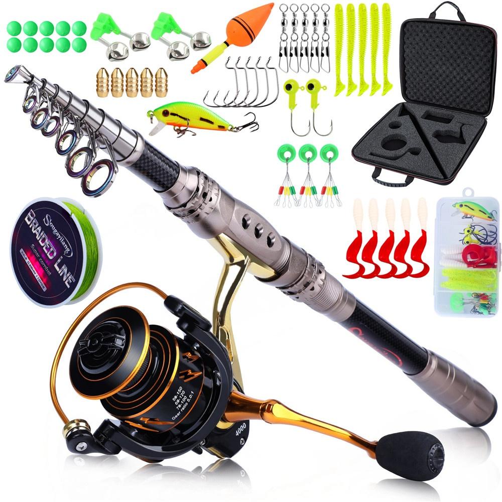 Набор удочек и катушек Sougayilang, портативная телескопическая удочка длиной 1,8-3,0 м с комплектом рыболовных катушек 12 + 1BB для пресноводной рыбалки