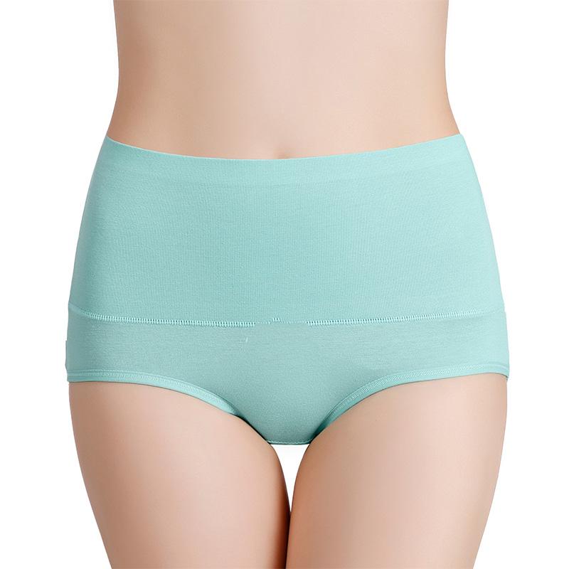 Women Plus Size Solid Color M-7XL Briefs Underwear High Waist Panties Cotton Underpants Lingerie