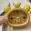Cute Rilakkumaed Bear Alarm Clock Bedside LED Clock Night Light Kids Alarm Clock Mute Seconds Quartz Clock Cartoon Home Decor