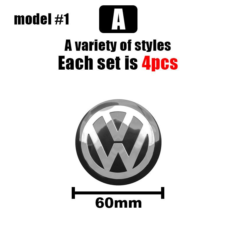 4pcs 56/60/65mm Volkswagen Car Wheel Center Cover Stickers Hub Cap For VW R Golf Touran Octavia Motion GTI Polo Auto Accessories