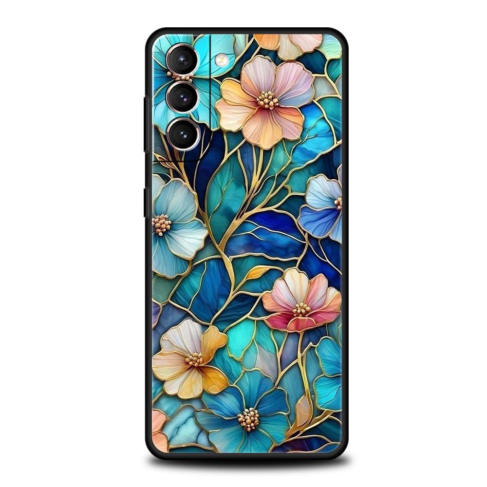 Чехол для телефона Samsung Galaxy S25 Edge S24 S23 S22 S21 Ultra S20 FE 5G S10 S10E S9 Plus Мягкий ТПУ Чехол Цветочный мрамор Геометрия