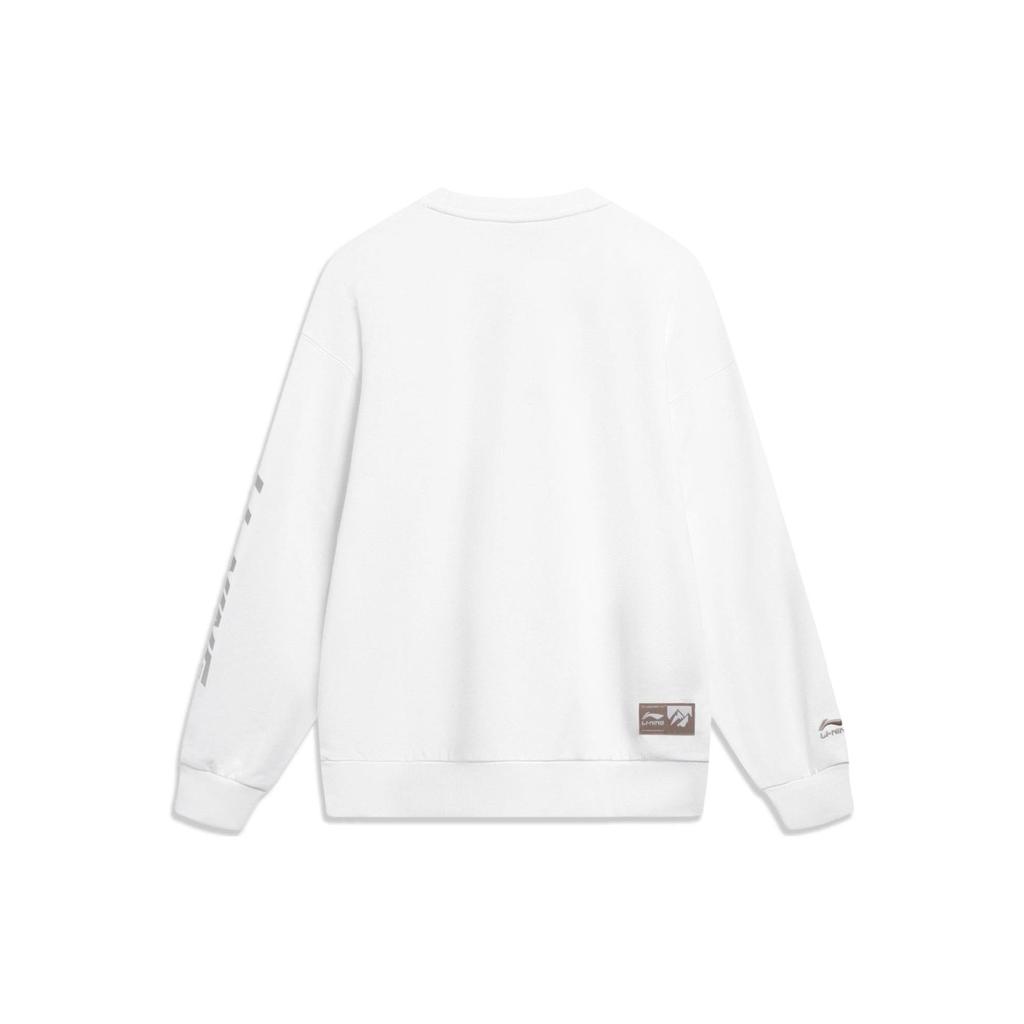 Li-Ning Спортивная модная серия с вышитым логотипом, толстовка с круглым вырезом, унисекс, топы молочно-белого цвета AWDT605-4