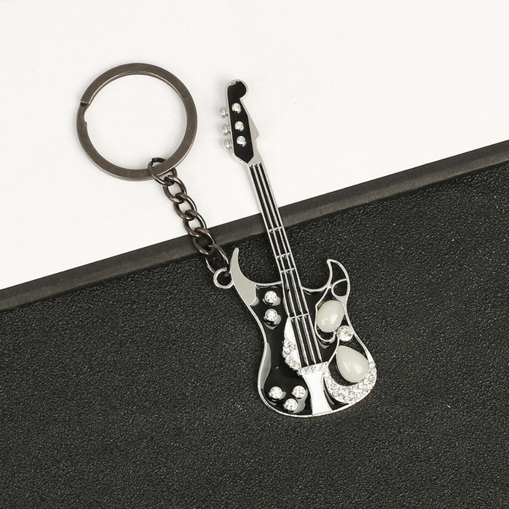 Guitar Shape Guitar Keychain Y2k Spot Drill Guitar Keychain  Backpack Accessories