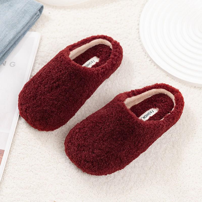 Зима 2025 Уличные Женские Плюшевые Меховые Шлепанцы Корейского Стиля с Закрытым Носком