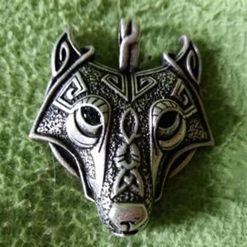 Винтажные украшения Тибетское серебро Подвеска в виде головы волка для мужчин Амулет Животное Викинг Ювелирные изделия Ожерелье Колар Хомбре Креативные подарки