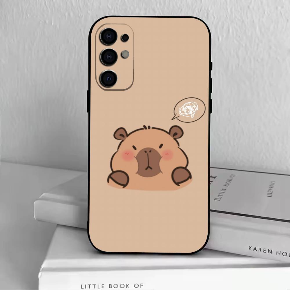 Cute K-Kawaii Capybara   Phone Case Black Silicone Soft For Samsung S25,S24,S21,S22,S23,S30,Ultra,S20,Plus,Fe,Lite
