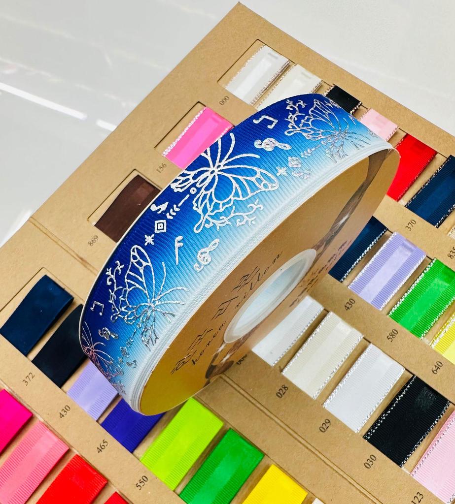 Лента с бабочками серебряного цвета с лазерной печатью 2,5 см для самостоятельного украшения праздников