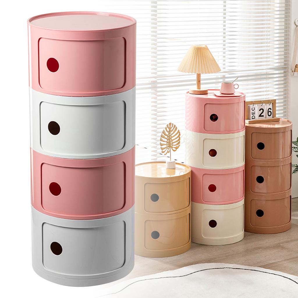 Bedside Table Nordic Style Color Matching Large Capacity Round Bedside Storage Cabinet for Bedroom
