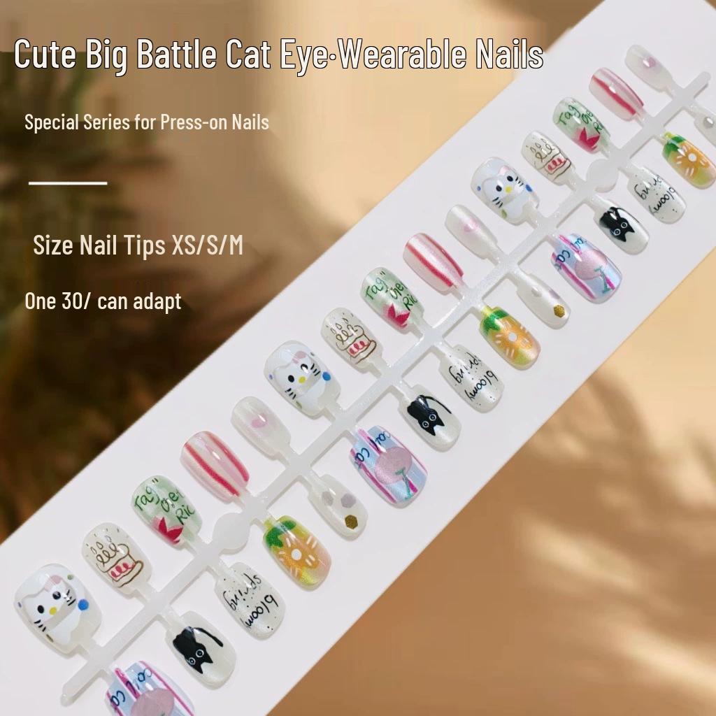 Spring Collection Cat Eye High-End Wearable Nails - Pre-Finished, Stylish Fake Nails (Styles 363-460)