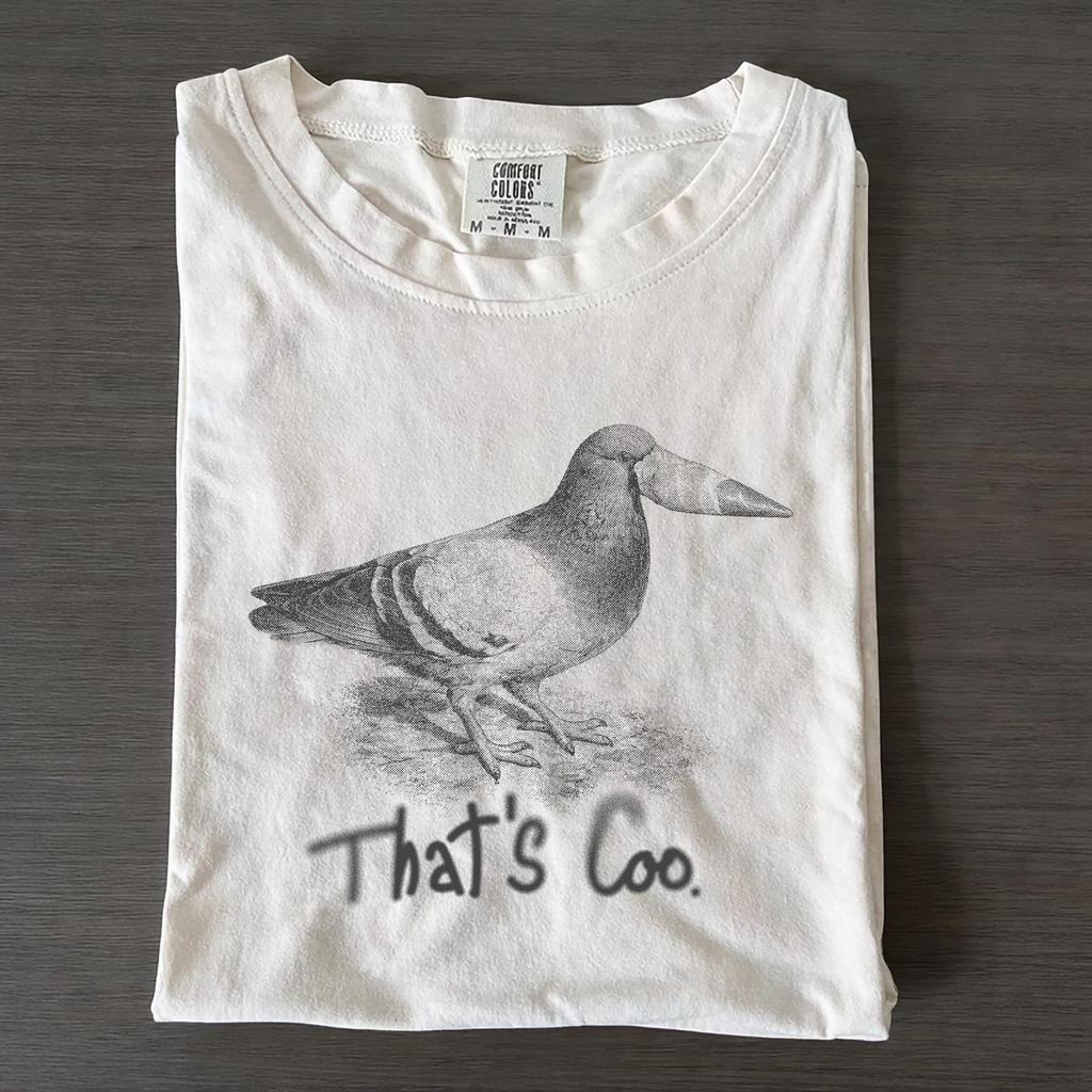 Винтажная футболка Pigeon Comfort Colors, That's Coo Графическая футболка, Смешная футболка с животным-мемом