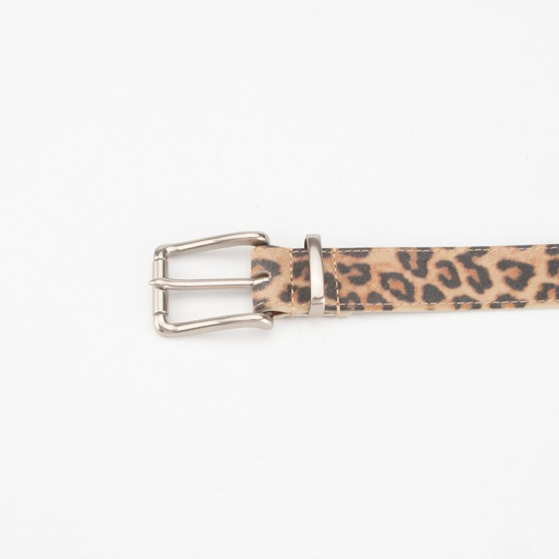Trendy Leopard Print Genuine Leather Belt for Women with Pin Buckle High-quality Versatile Simple Jeans Decorative Belt for Women