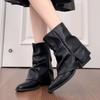 Fashion 2025 Winter New Mid Heels Short Boots for Women Fashion Elegant Pointed Toe Shoes Comfort Chelsea Ankle Boots Dress Zapatillas