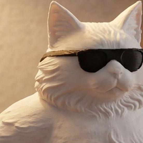 Забавная Крутая Статуэтка Кота 3D Печатная Милая Кошка в Солнечных Очках Фигурка Причудливый Котёнок Украшение для Рабочего Стола Подарки для Любителей Кошек