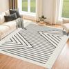 Машинная стирка, нескользящая основа, устойчивый к пятнам черный полосатый ковер для гостиной, кухонный коврик и напольный коврик, ковер для спальни, мягкий ковер
