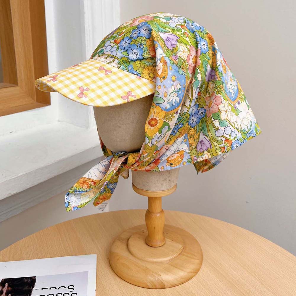 Plaid Scarf Peaked Cap Floral Triangle Headscarf Hat Headscarf Baseball Hat  Mountaineering