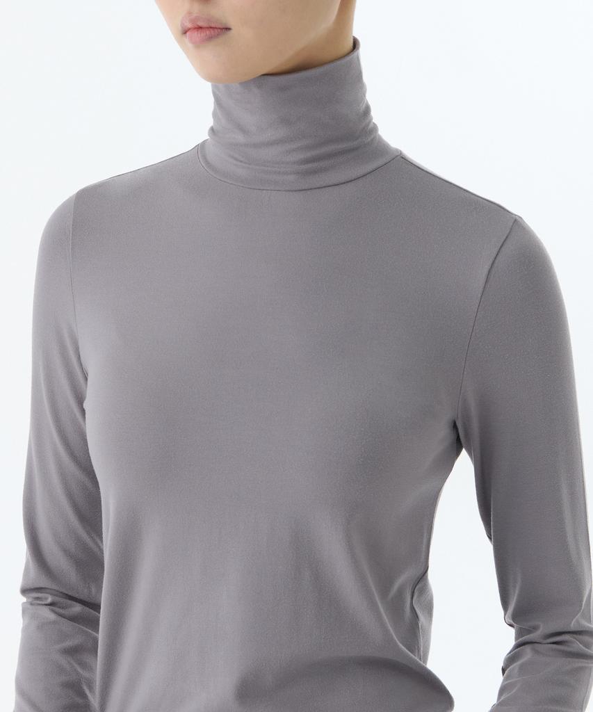 MUSINSA STANDARD WOMAN Женская облегающая футболка с высоким воротником из тенсела [Фиолетово-серый]