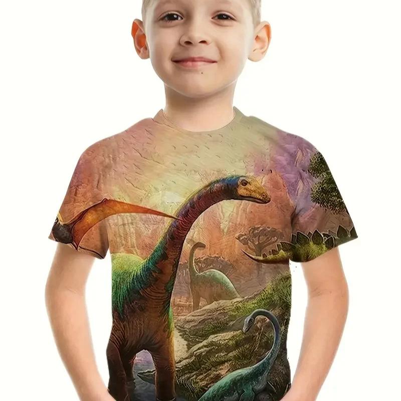 Ретро 3D принт повседневная детская одежда топ футболка футболка животные дети мальчик аниме футболки с коротким рукавом