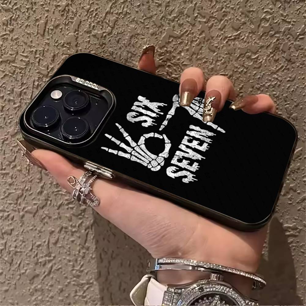 Чехол для телефона S-S-six-seven Для iPhone 17,16,15,14,13,12,11 Plus Pro Max Цветной Серебряный Чехол для телефона