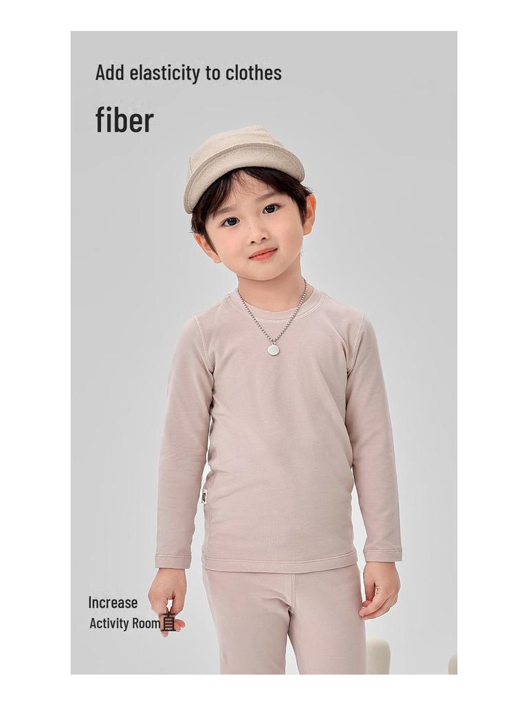 ZYZ Уютный хлопковый детский пижамный комплект для осени и зимы - Бескостный А-класса однотонный комплект для сна