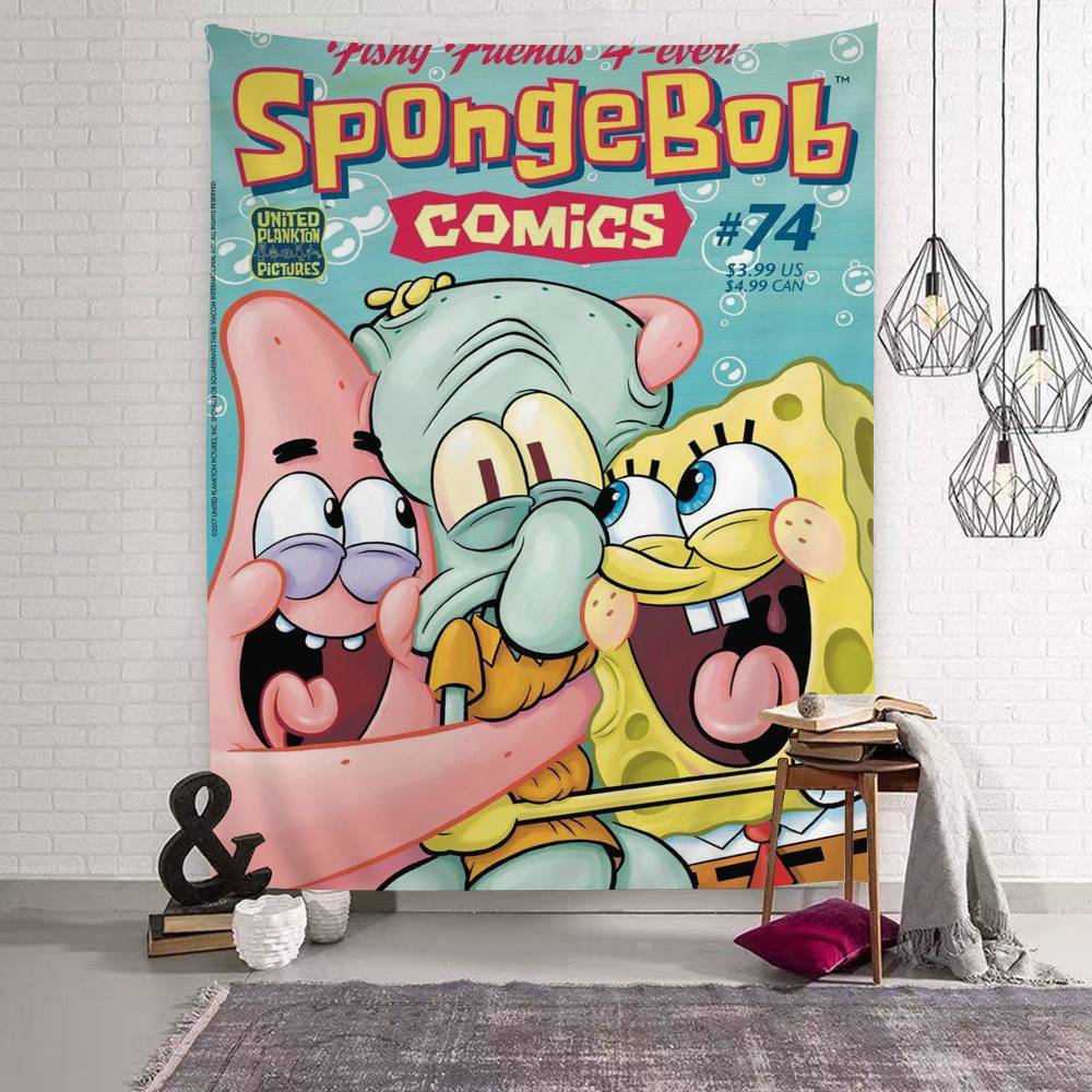 1pc Cartoon Sponge And Bobs SSquarePants Cartoon Tapestry Wall Hanging Decoration Household Home Decor