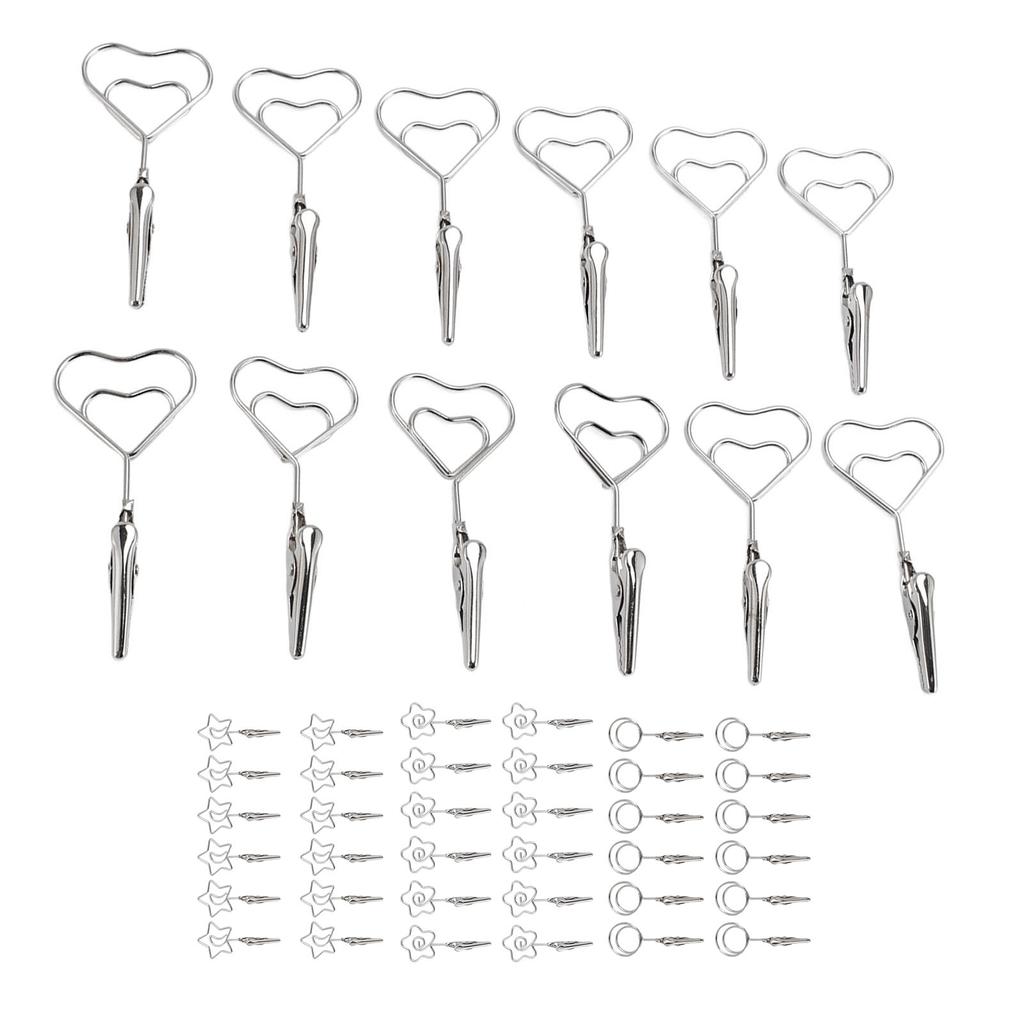 12pcs 2.8in Double Headed Memo Clip Metal Card Holder Wire Photo Clamp for Hanging Photo Display
