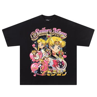 Футболка Sailor Moon Water Ice Moon Винтажное аниме Винтажный американский стиль Хип-хоп Уличная Мужская Женская Футболка Уличная одежда